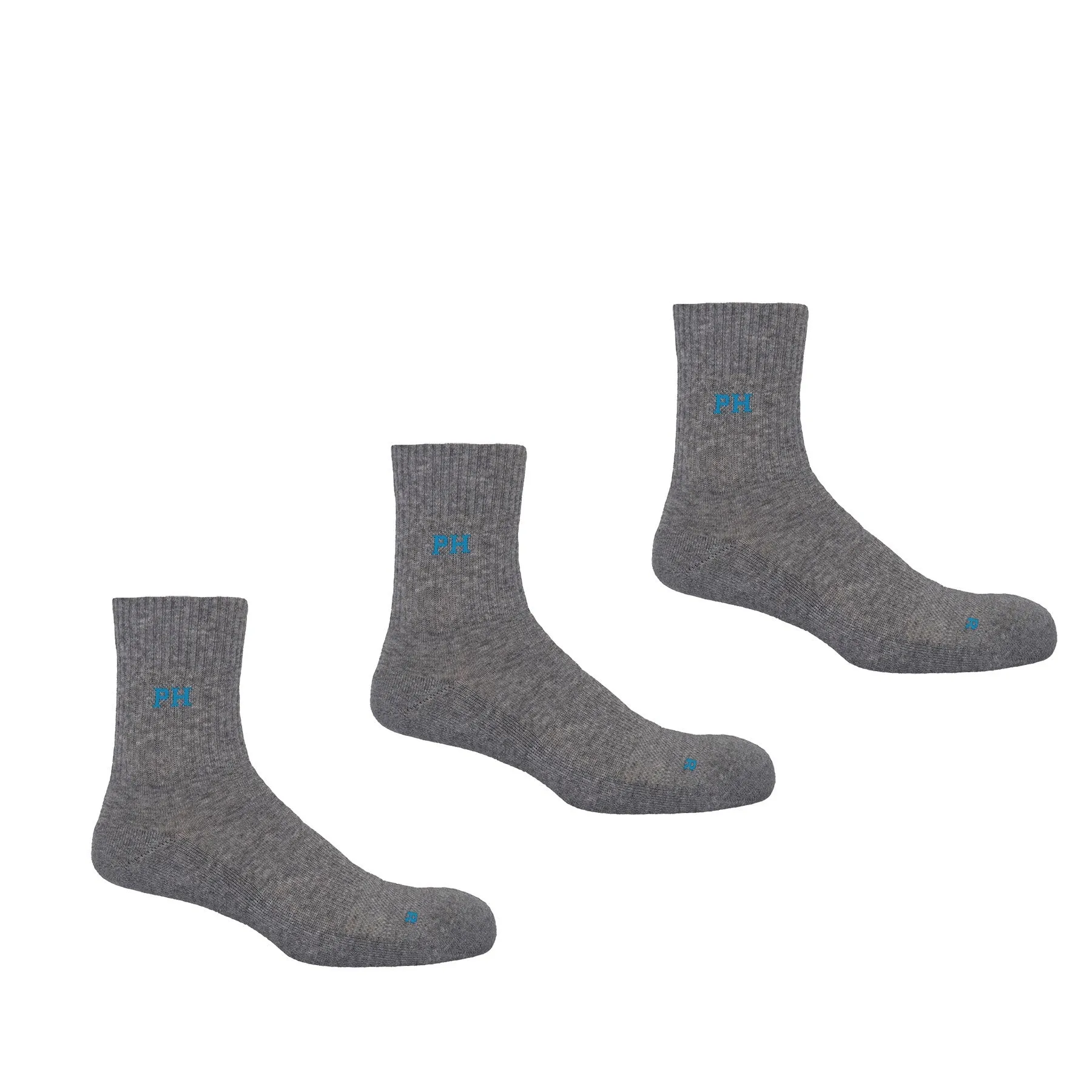 3 Pack Essential Quarter Men's Sport Socks - Grey