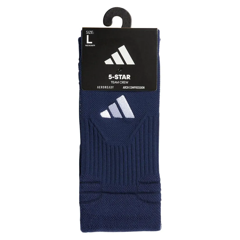 5-Star Team 2.0 Crew Socks Navy Blue and White