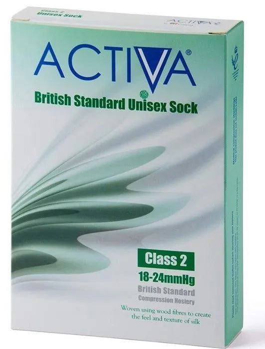 Activa Class 2 Unisex Ribbed Support Socks 18-24 mmHg Black Medium