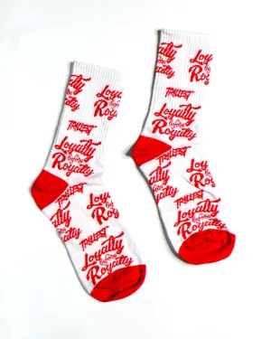 All Over Print Socks - White/Red