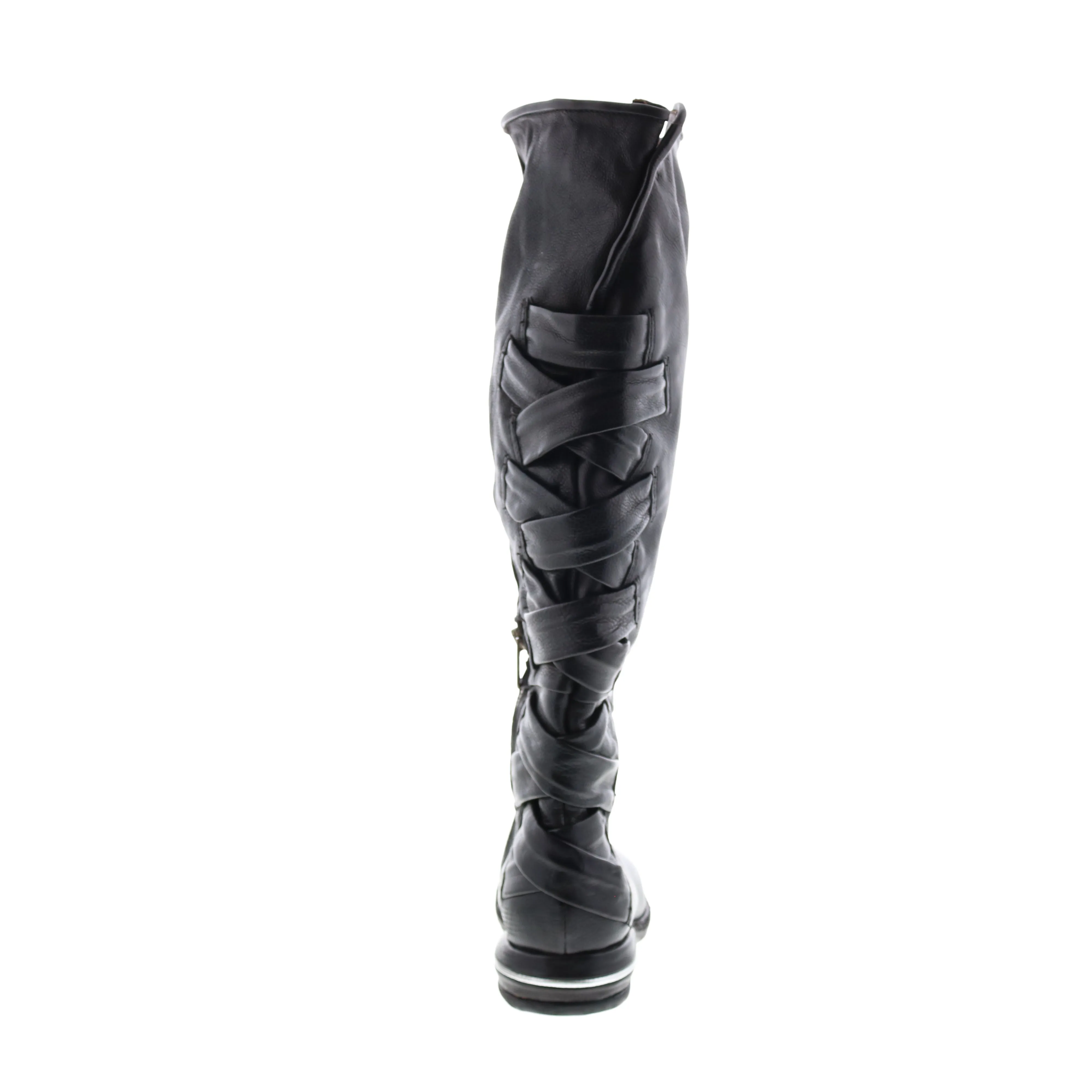 A.S.98 Teagan 516317-101 Womens Black Leather Zipper Knee High Boots