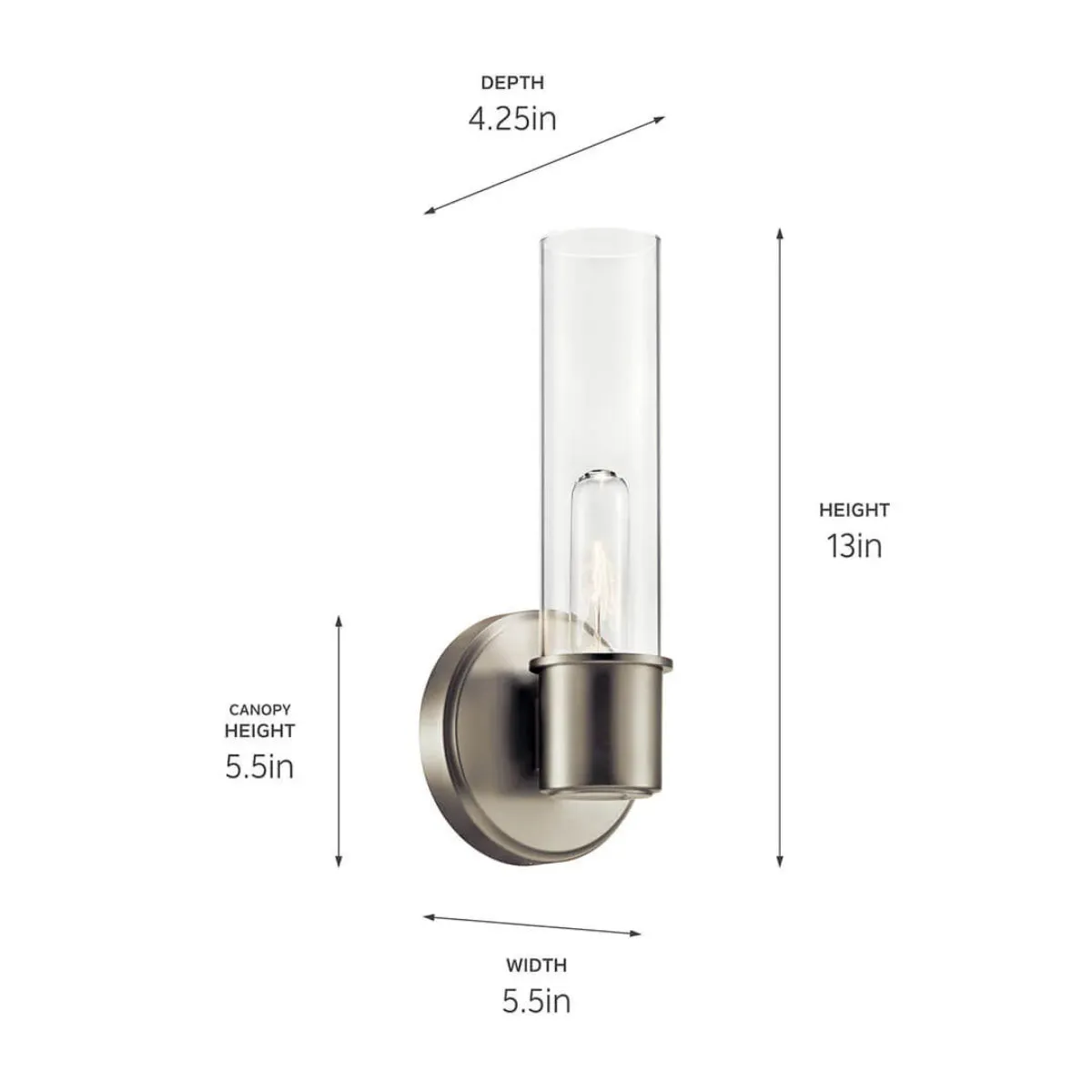 Aviv 13" 1-Light Wall Sconce, Brushed Nickel Finish