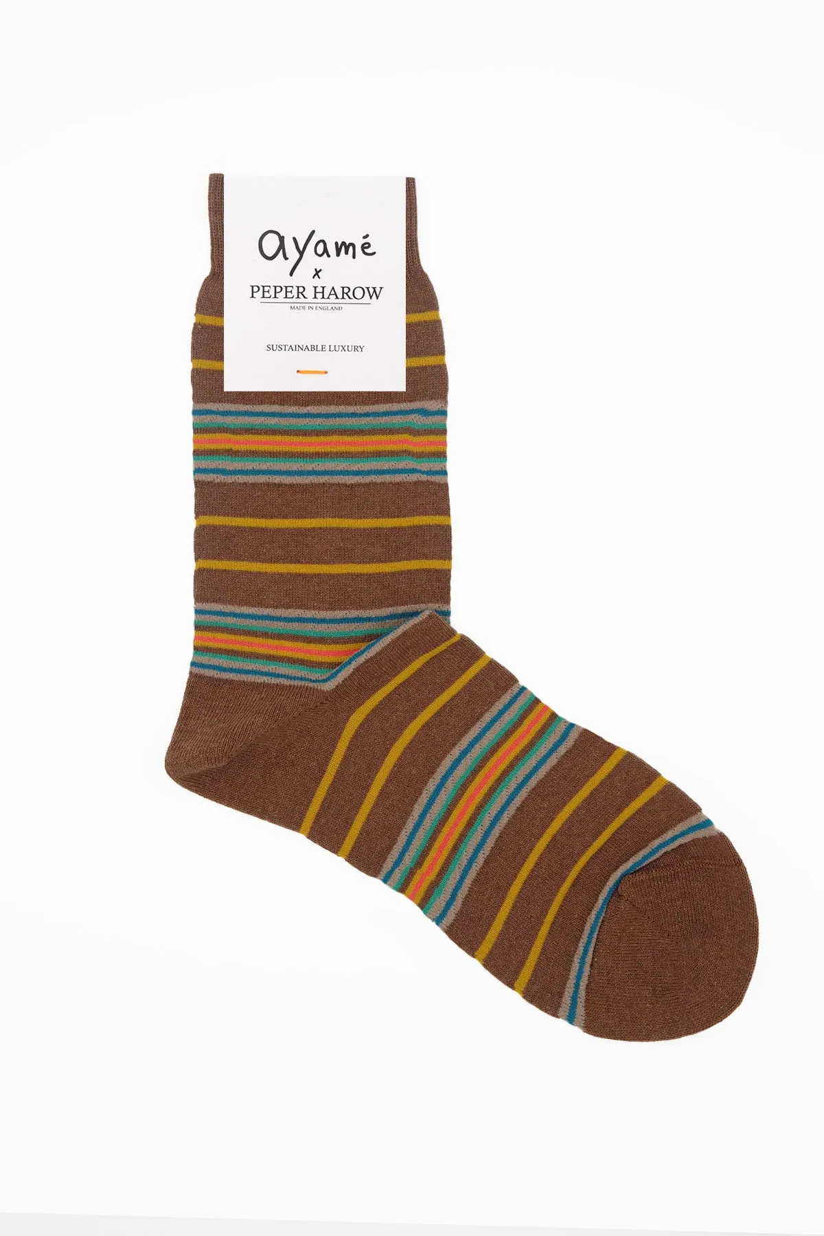 Ayame Multi Stripe Women's Socks - Brown