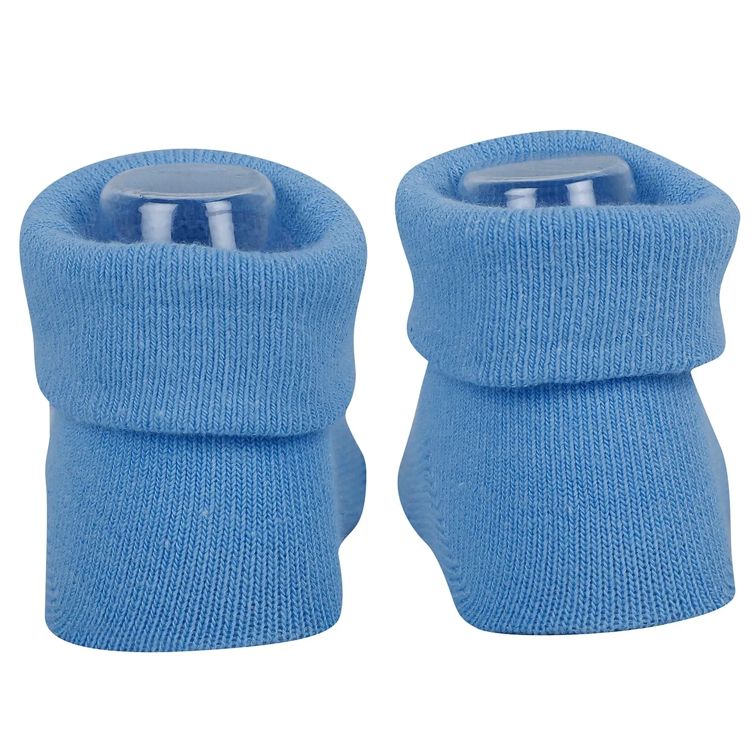 Baby Moo Elephant 3D Rattle Anti-Skid Socks Booties Pack of 2 - Blue, White