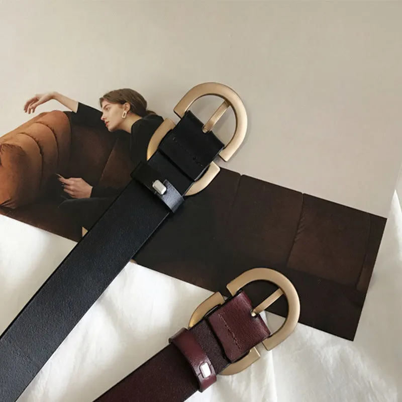 Belt Versatile High Quality Casual Belt Women's Leather Two-Layer Belt Slim Waist Belt