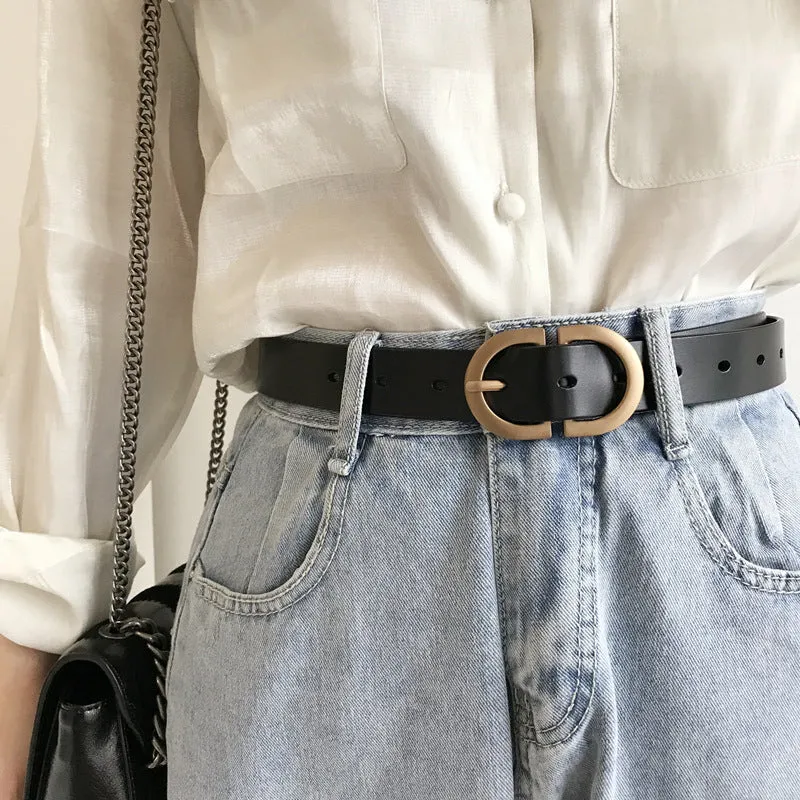 Belt Versatile High Quality Casual Belt Women's Leather Two-Layer Belt Slim Waist Belt