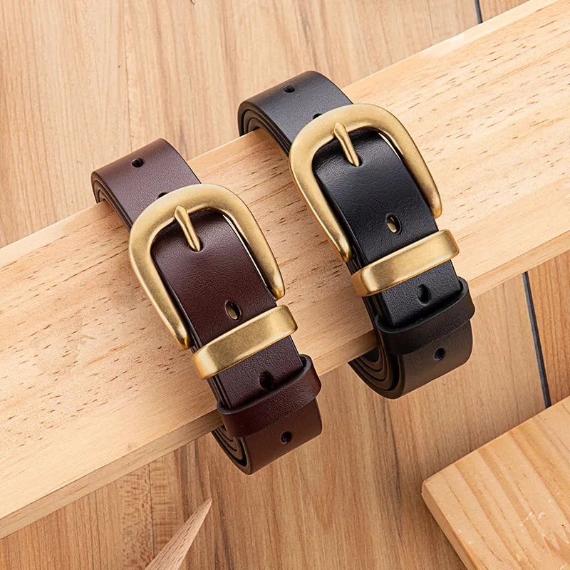 Belt Women's Simple Copper Pin Buckle Ladies Decoration All-Match Wholesale Leather Belt