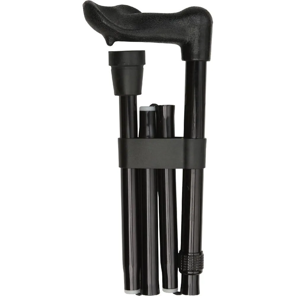 Black Adjustable Folding Cane with Comfort Palm Grip