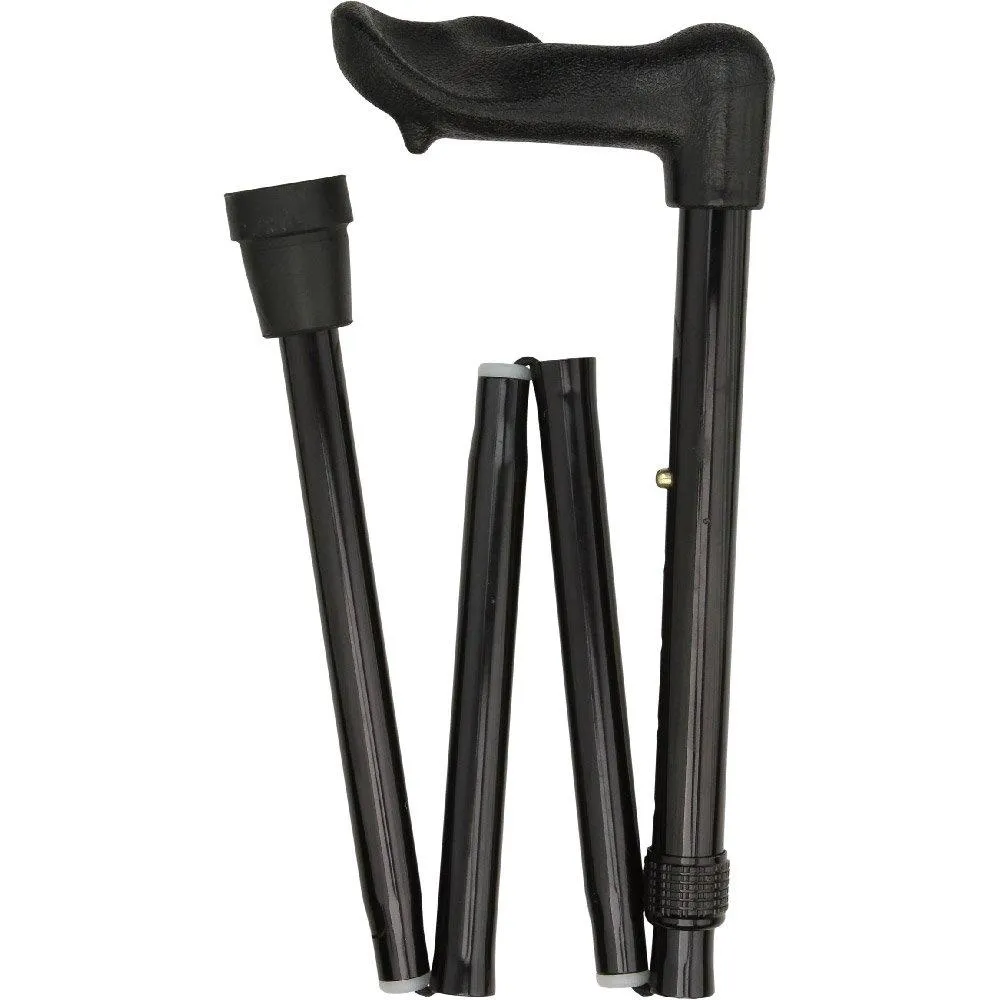 Black Adjustable Folding Cane with Comfort Palm Grip