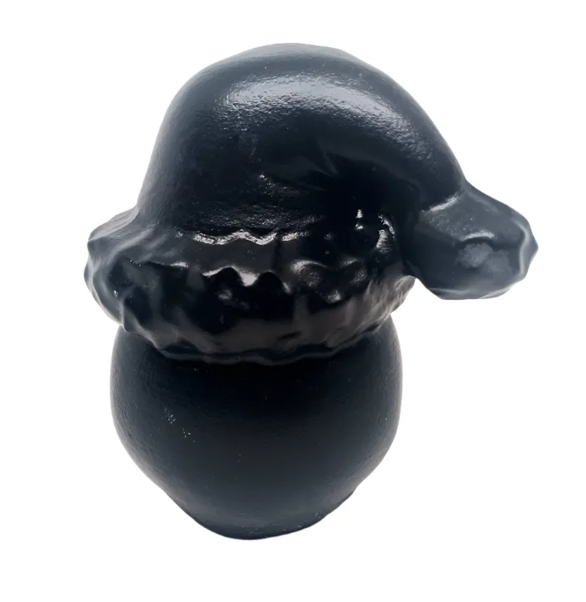 Black Obsidian Crystal Skull with Santa Hat