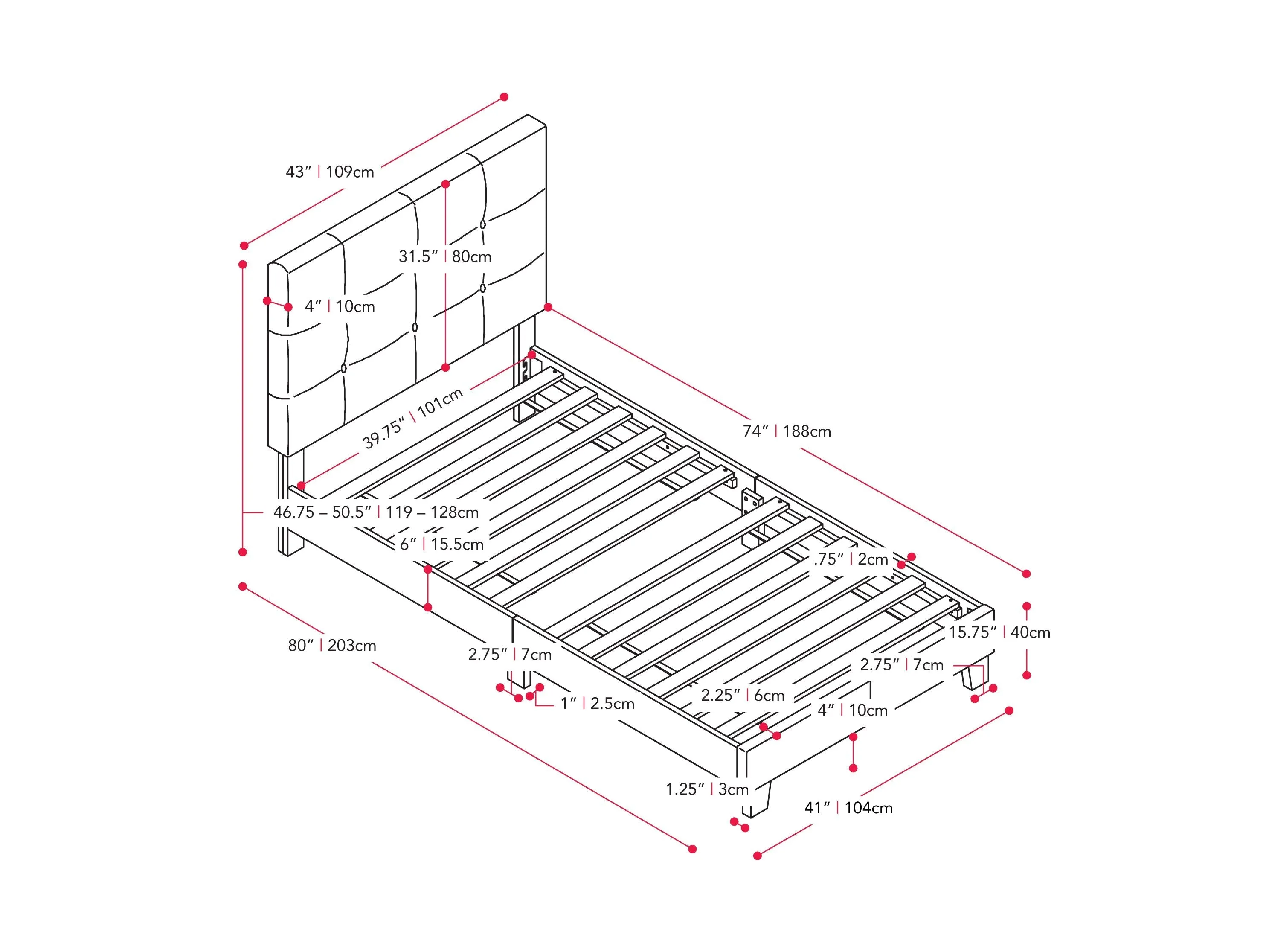 Black Twin/Single Panel Bed