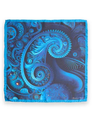 Blue Modern Paisley Silk Pocket Square