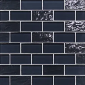 Blue Stream Mixed, 1-1/2" x 3" - Glass Tile