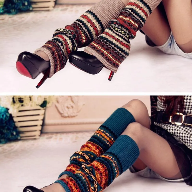 Bohemian Style Knee-High Knit Socks