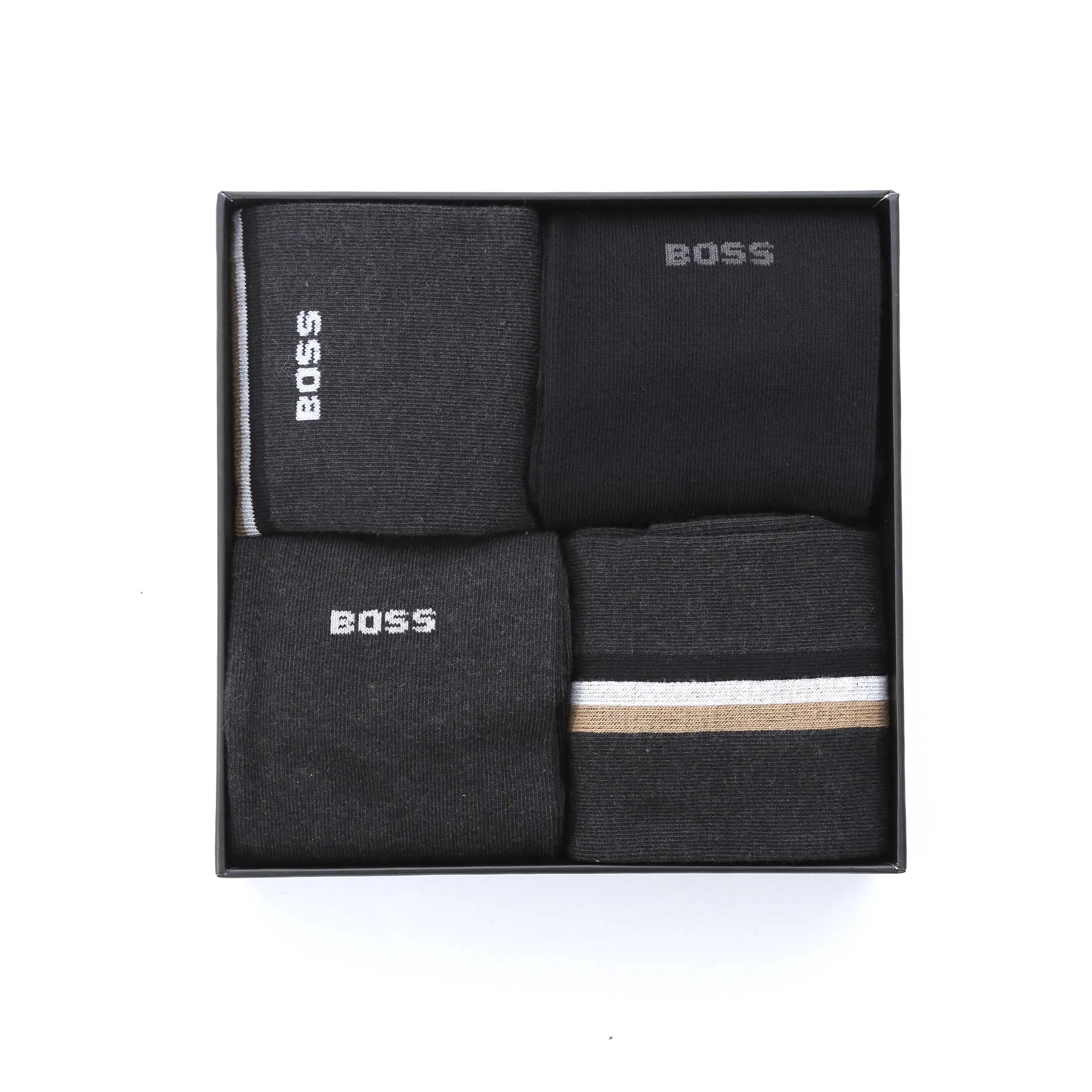 BOSS 4 Pack Gift Set Iconic CC in Black & Dark Grey