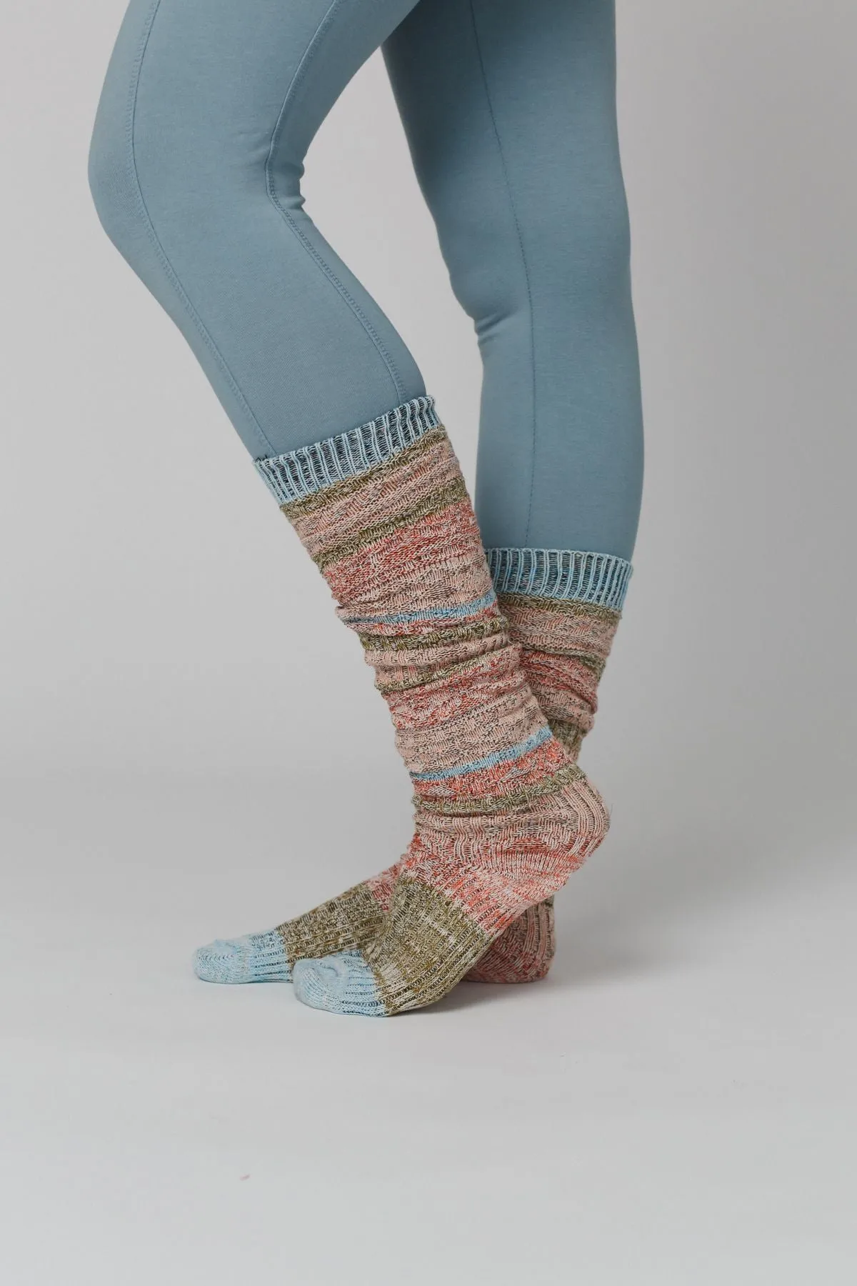 Cecily Stripe Socks - Blue