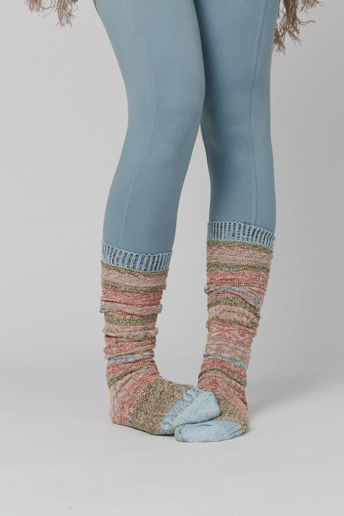 Cecily Stripe Socks - Blue