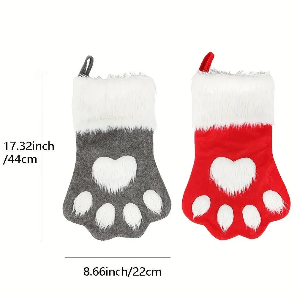 Christmas Stocking Gift Bag, Dog Cat Paw Socks