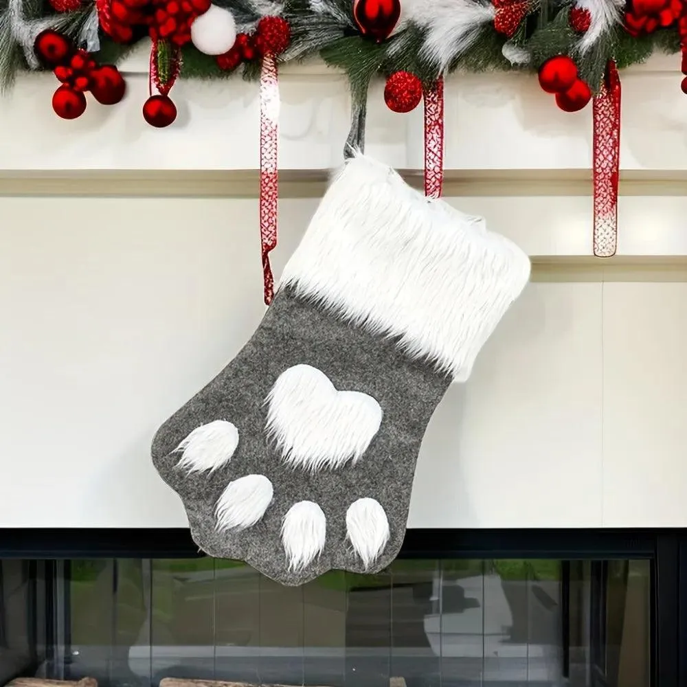 Christmas Stocking Gift Bag, Dog Cat Paw Socks