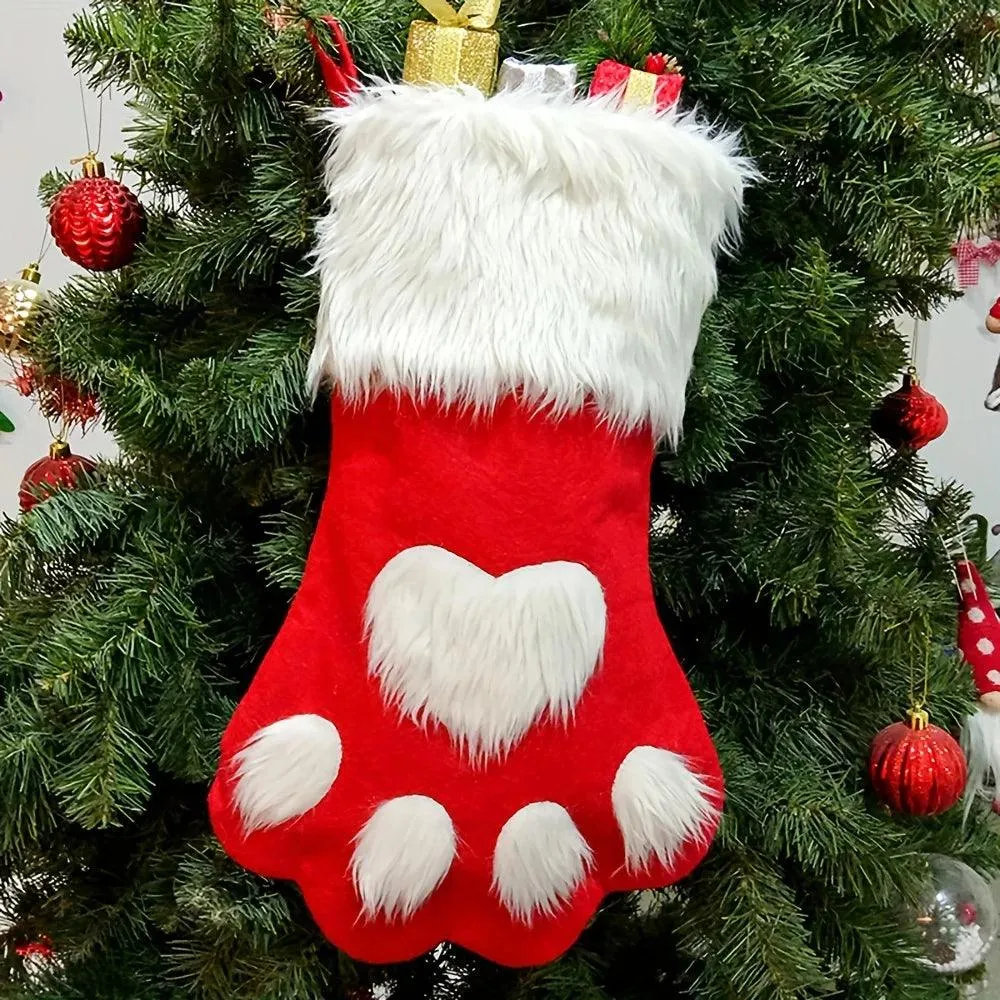 Christmas Stocking Gift Bag, Dog Cat Paw Socks