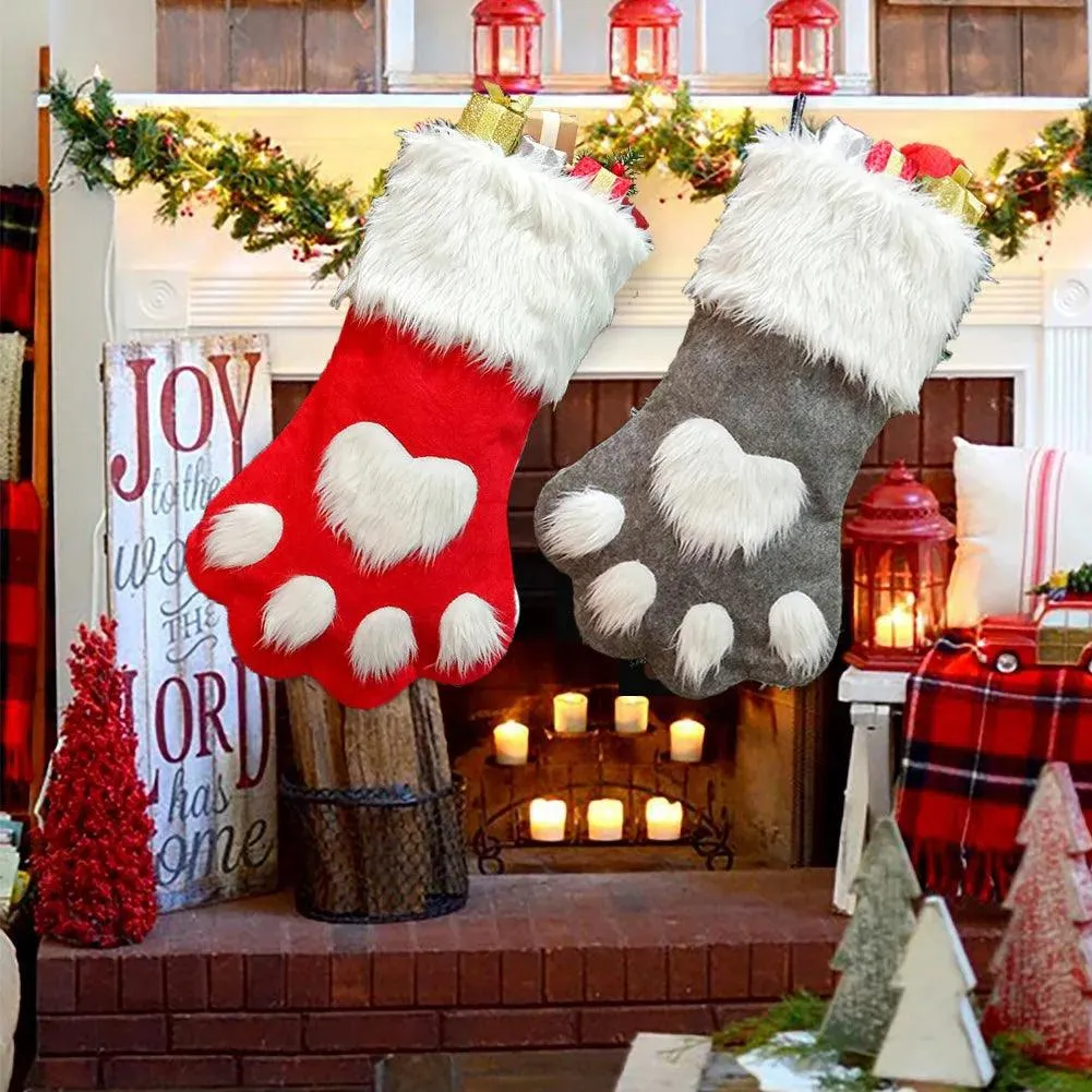 Christmas Stocking Gift Bag, Dog Cat Paw Socks