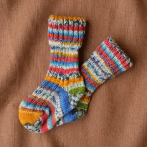 Chunky Knit Baby Socks in 100% Wool - Stripes (0-24m)