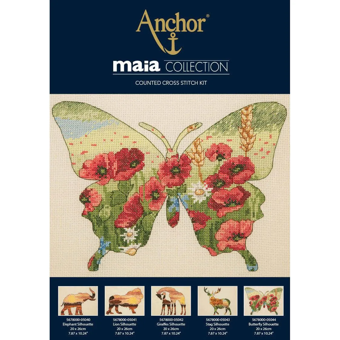 Counted Cross Stitch Kit Maia - Butterfly Silhouette, 05044