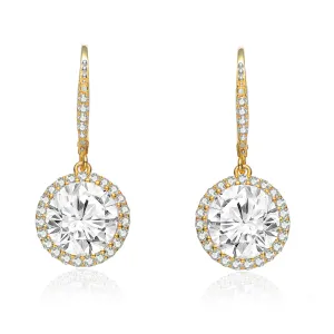 Cubic Zirconia Sterling Silver cluster Round Drop Earrings