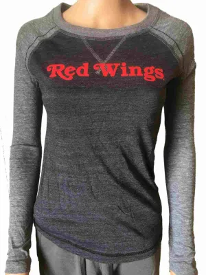 Detroit Red Wings SAAG WOMEN Two-Tone Gray Tri-Blend Long Sleeve T-Shirt