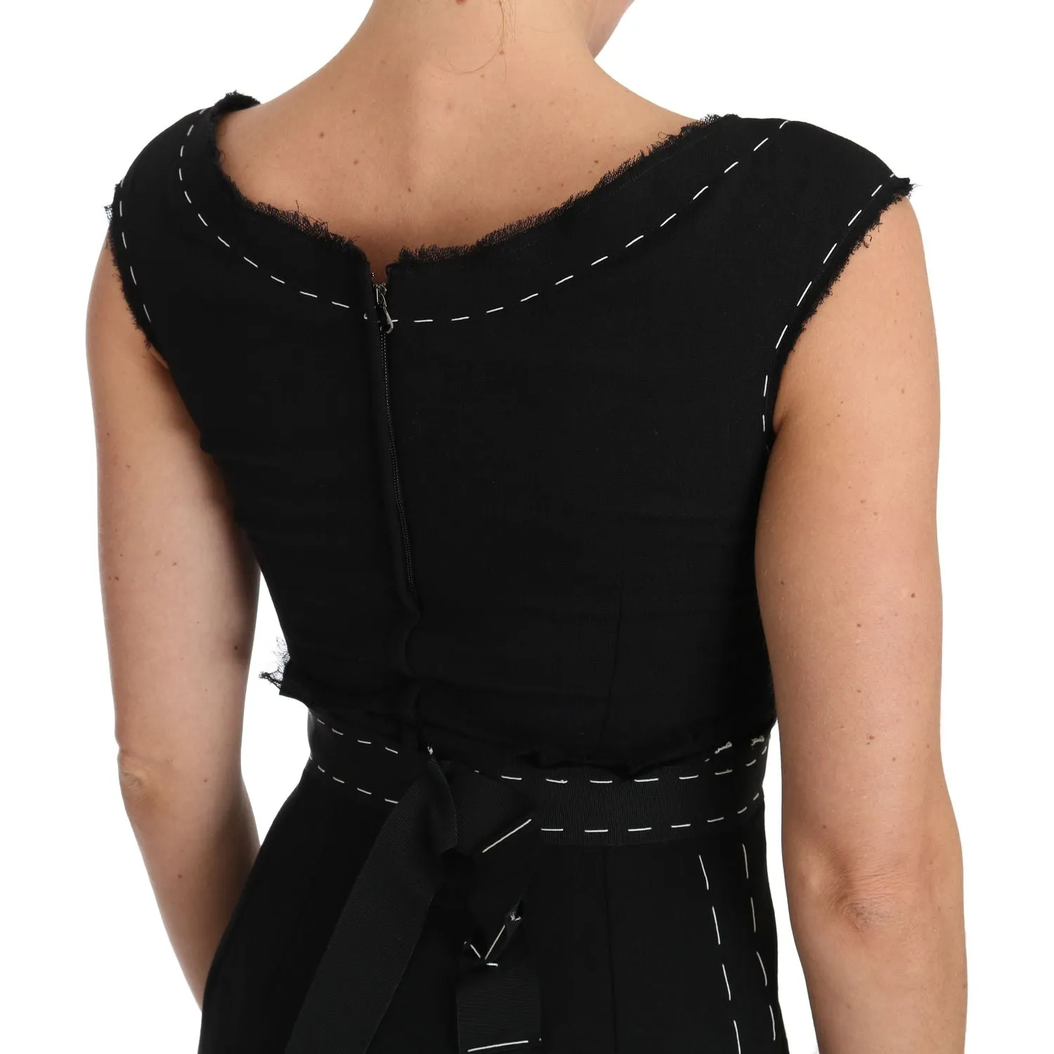 Dolce & Gabbana Elegant Black Sheath Wool Dress