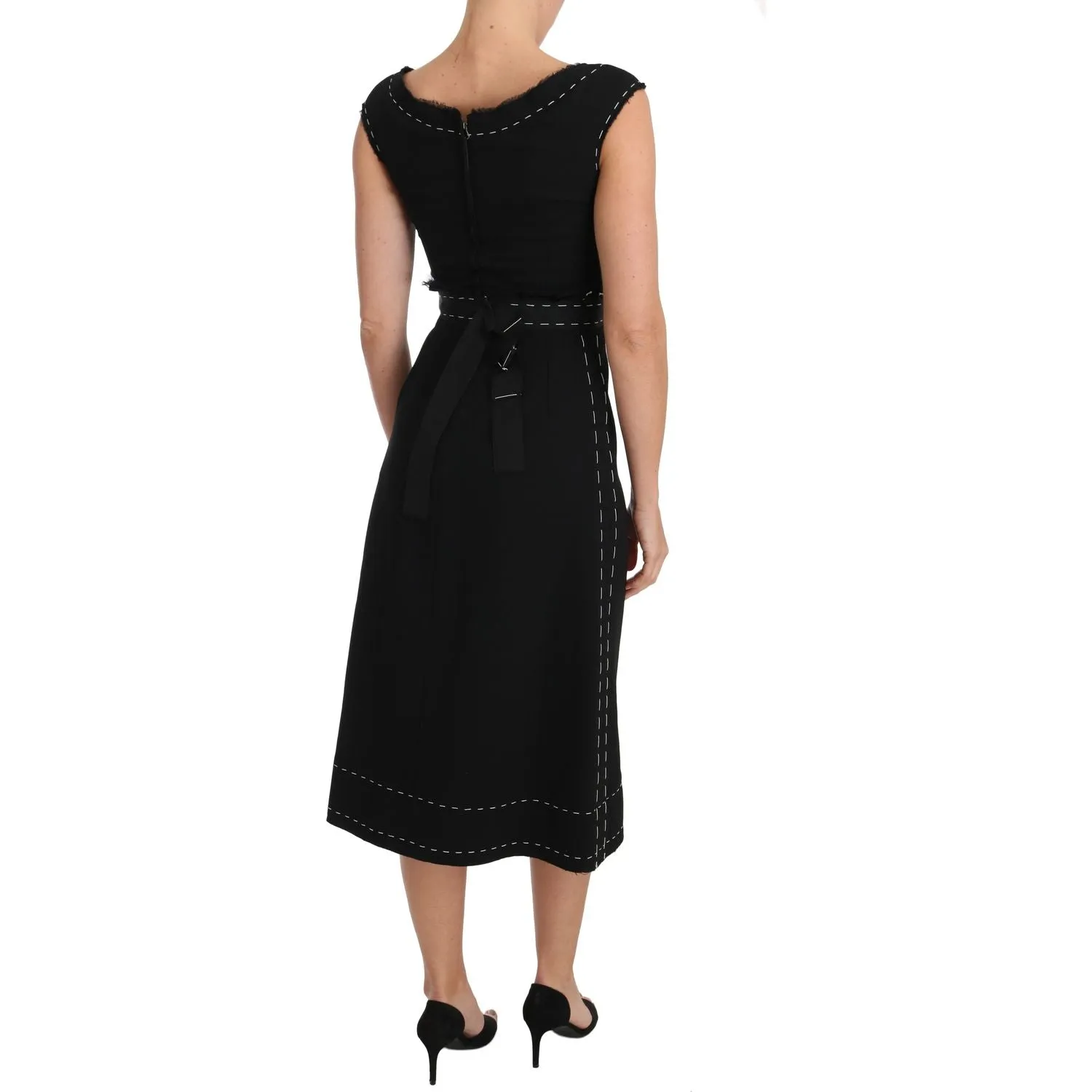 Dolce & Gabbana Elegant Black Sheath Wool Dress