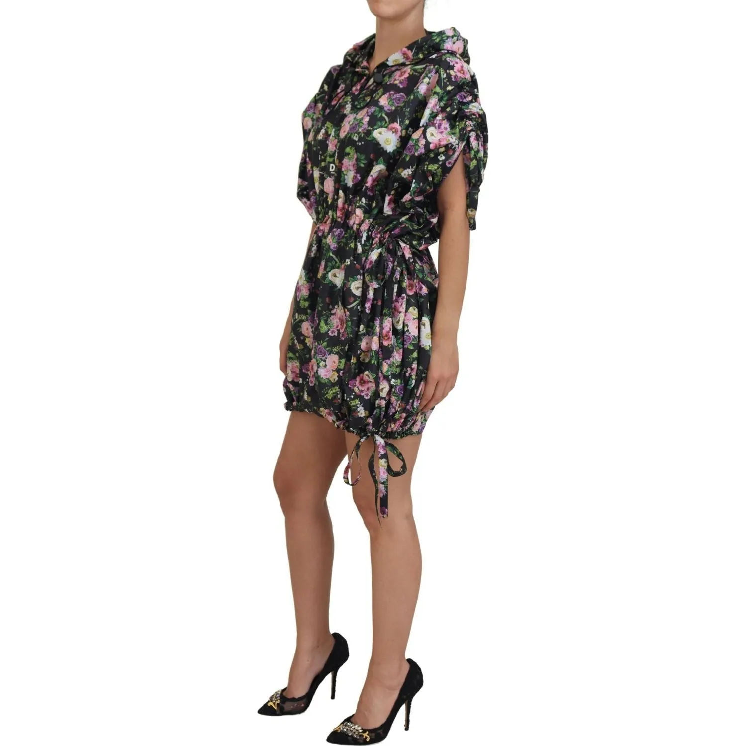 Dolce & Gabbana Elegant Floral Mini Dress with Logo Detail