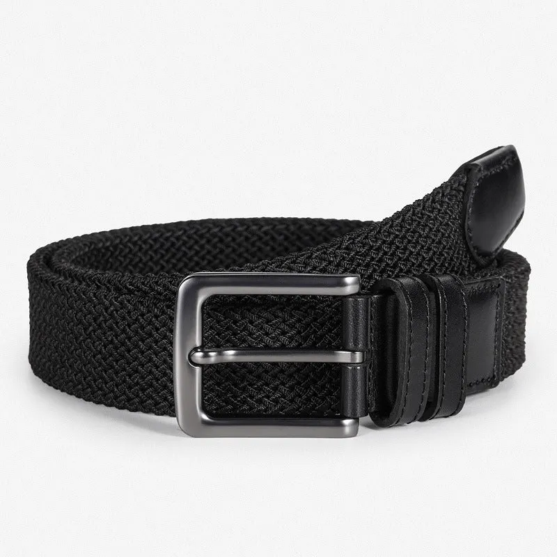 Elastic Woven Belt Men's High-End First Layer Elastic Waistband Leisure Sports Canvas Belt