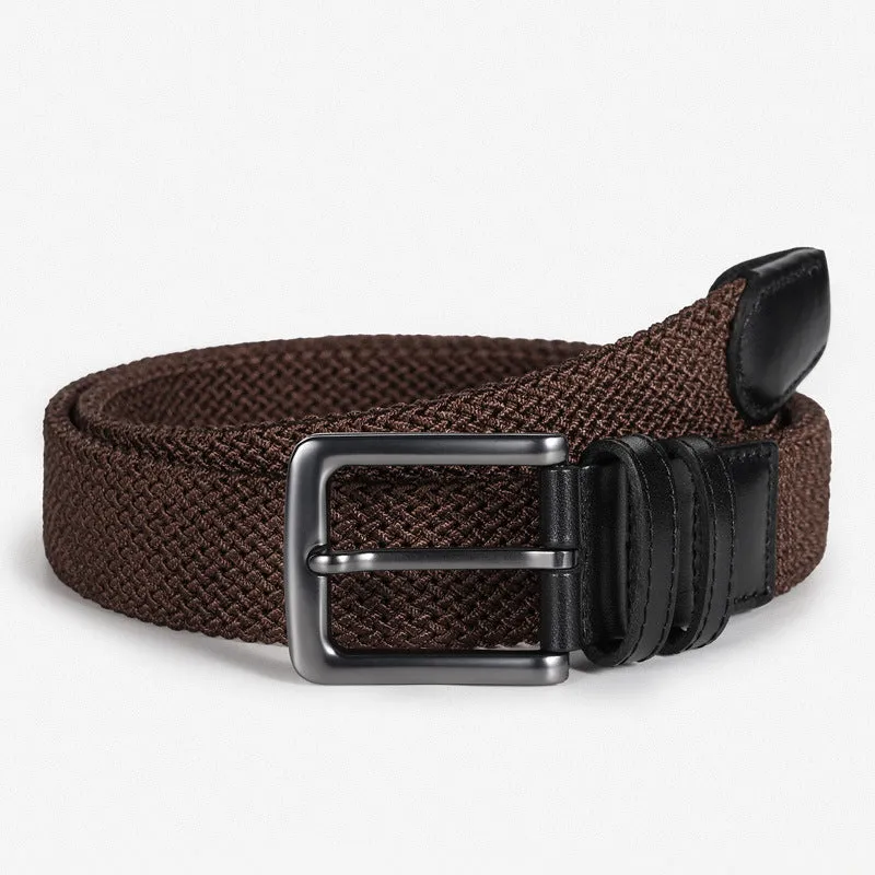 Elastic Woven Belt Men's High-End First Layer Elastic Waistband Leisure Sports Canvas Belt