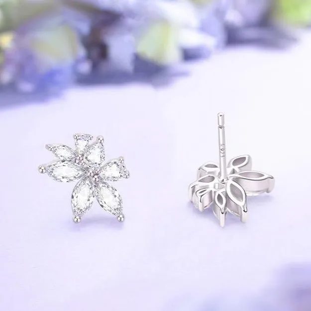 FANCIME “Wisteria Whisper” Flower Sterling Silver Post Earrings