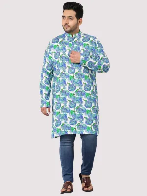 Flowering Shrubs Printed Kurta Men's Plus Size