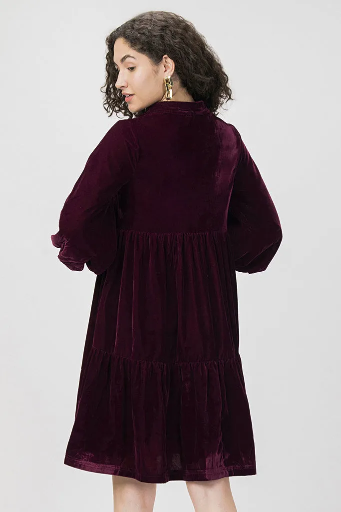 Gathered Velvet Party Dress