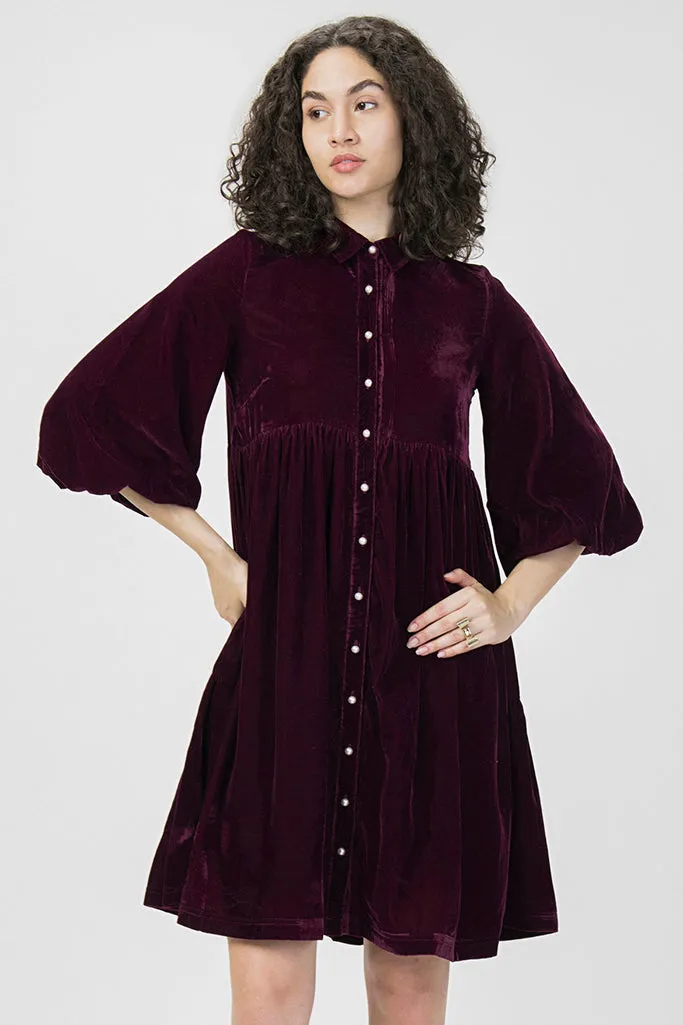 Gathered Velvet Party Dress