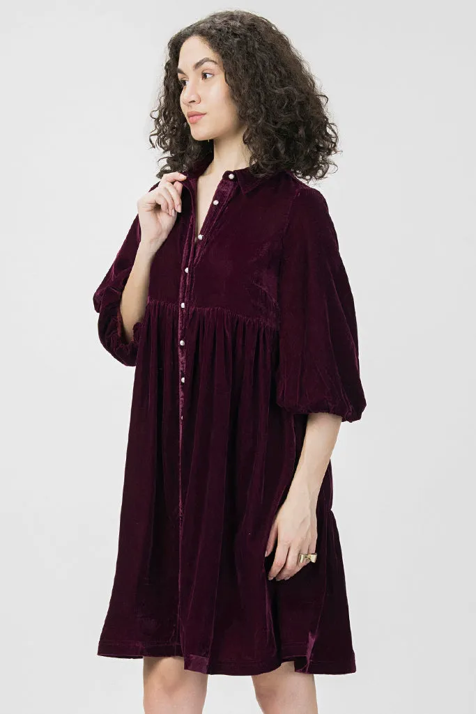 Gathered Velvet Party Dress