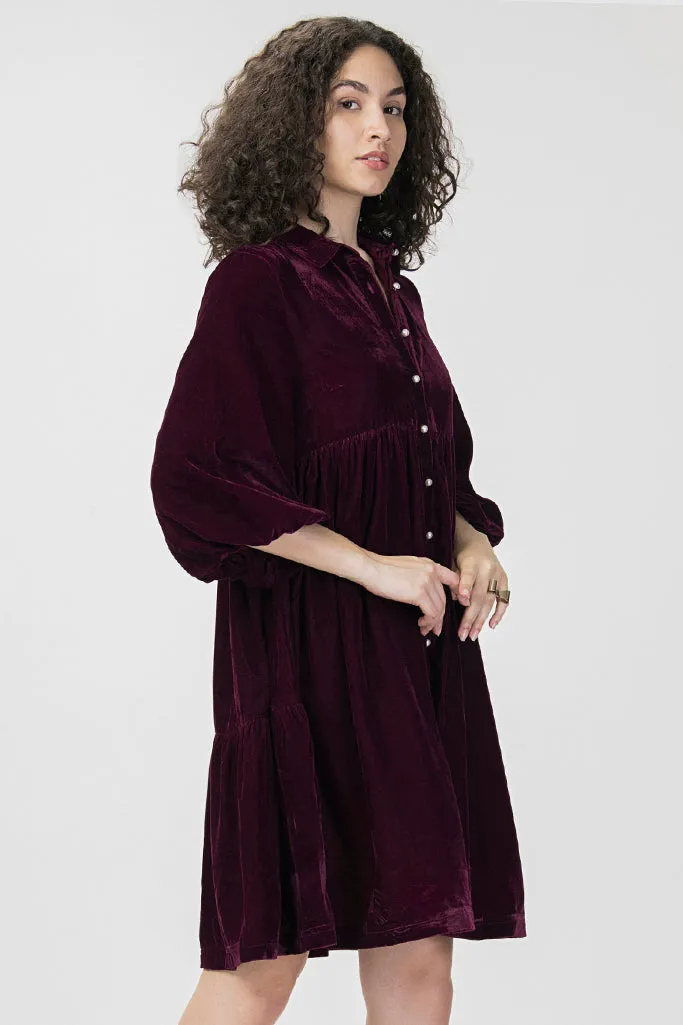 Gathered Velvet Party Dress