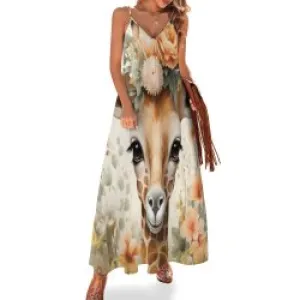 Giraffe Spaghetti Strap Ankle-Length Dress Long dress