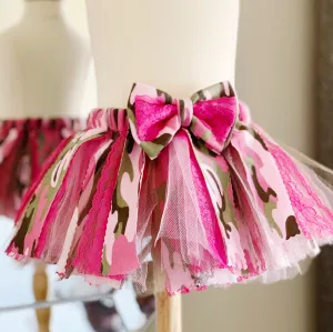 Girls Hot Pink Camo Shabby Chic Tutu