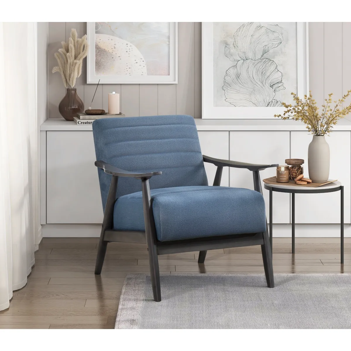 Greeley Blue Upholstered Wood Frame Seating