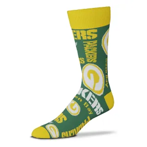 Green Bay Packers Wall to Wall Socks, OSFM