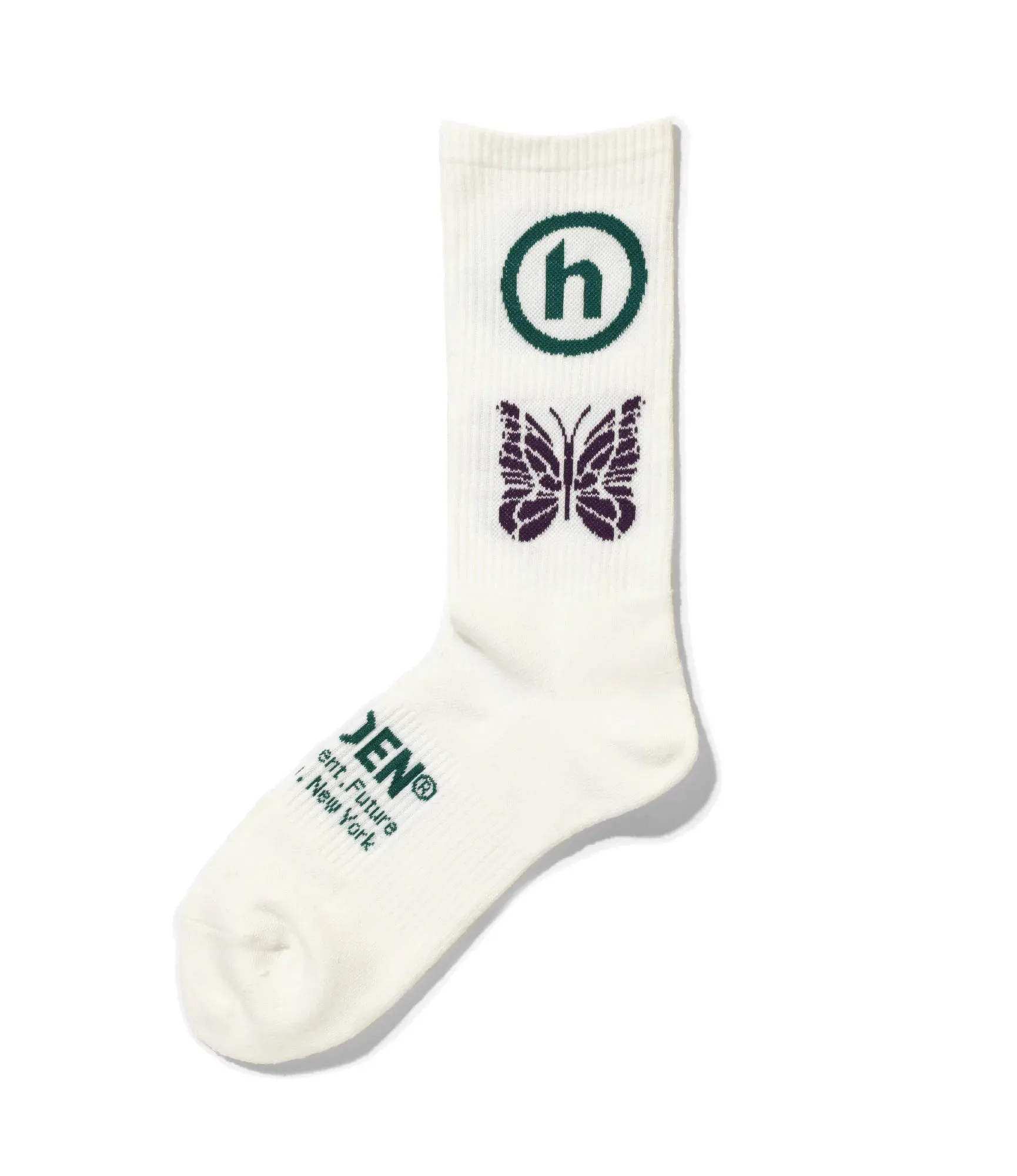 Hidden x Needles Jacquard White Green Purple Socks