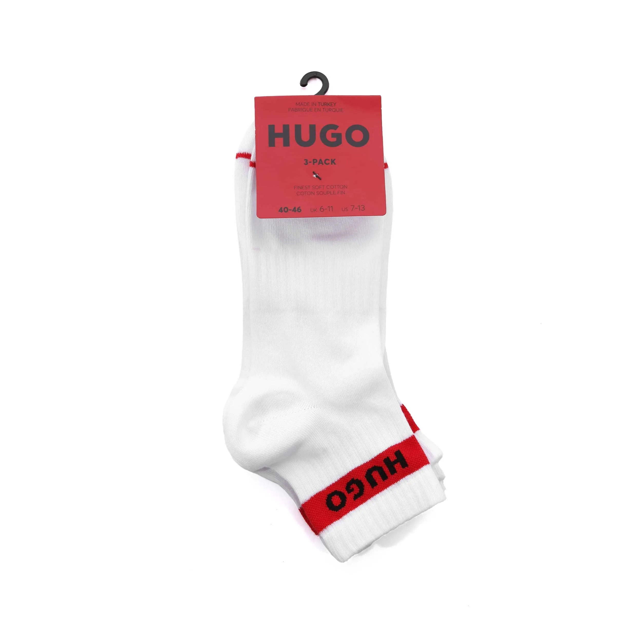 HUGO 3P SH Rib Logo CC Sock in White