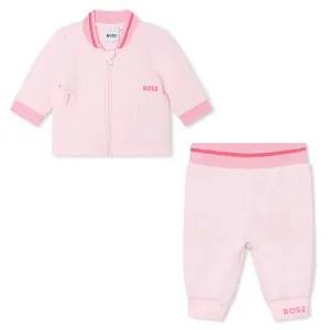 Hugo Boss Baby Girls Pink Pique Tracksuit