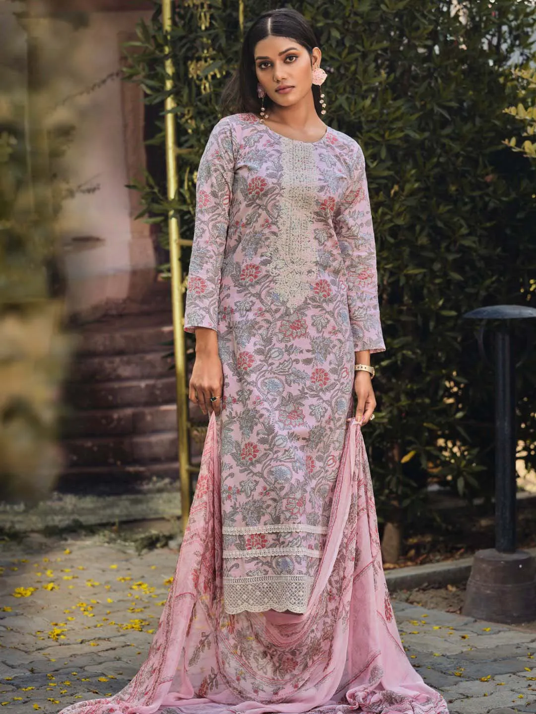 Ibiza Lawn Cotton Pink Embroidered Unstitched Women Suit Set