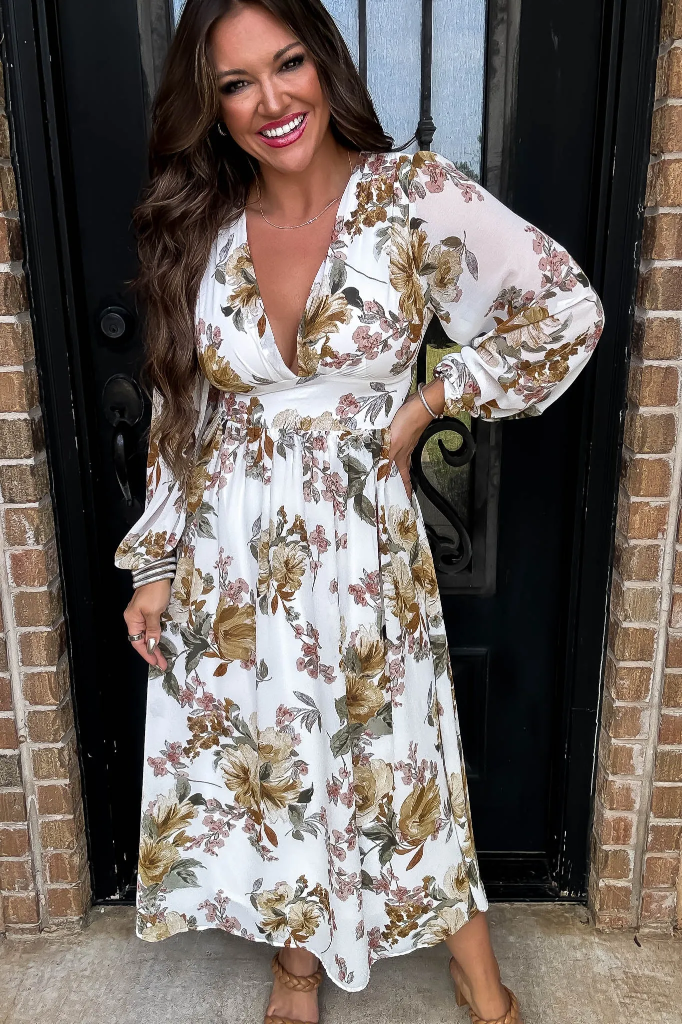 Ivory Chiffon Long sleeve Maxi Dress