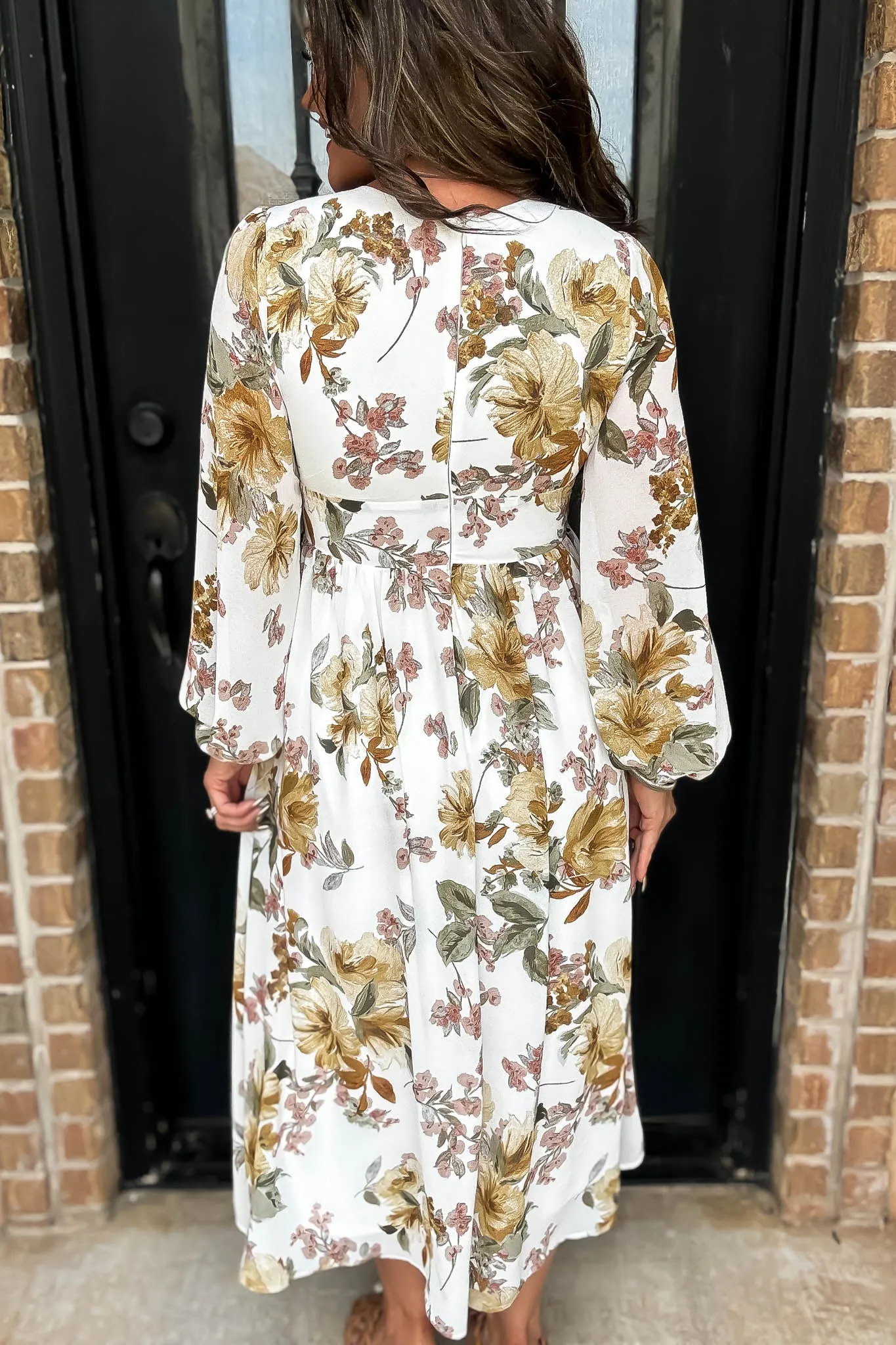 Ivory Chiffon Long sleeve Maxi Dress